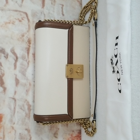 New Coach Hutton Box Leather Shoulder Bag - Picture 1 of 13